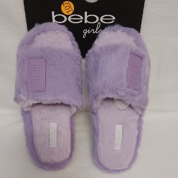 Bebe Girls Fluffy Slippers - Picture 1 of 9